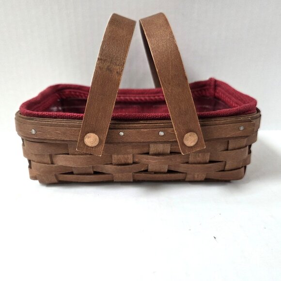 Longaberger Small Loaf Basket Swing Handles Paprika Liner Protector Set - Picture 1 of 7